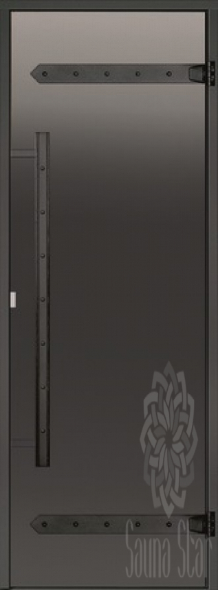 Дверь для сауны Harvia Legend 7x19 (Коробка черная сосна, стекло серое)