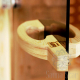 Дверь для сауны, бани Sawo 730-4SGA (бронза с порогом, кедр, прямая ручка с металлической вставкой),