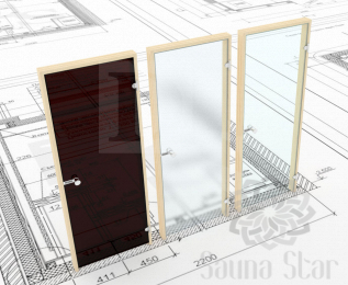 Дверь для сауны Harvia STG 8x19 (Коробка сосна, стекло серое)